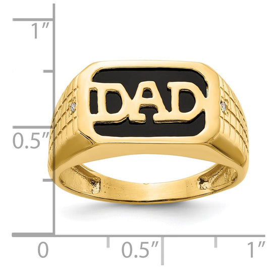 IB Goodman 10K Mens AA Diamond and Onyx DAD Ring