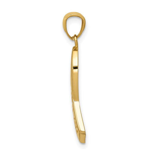 10k Polished SURVIVOR Awareness Ribbon Pendant