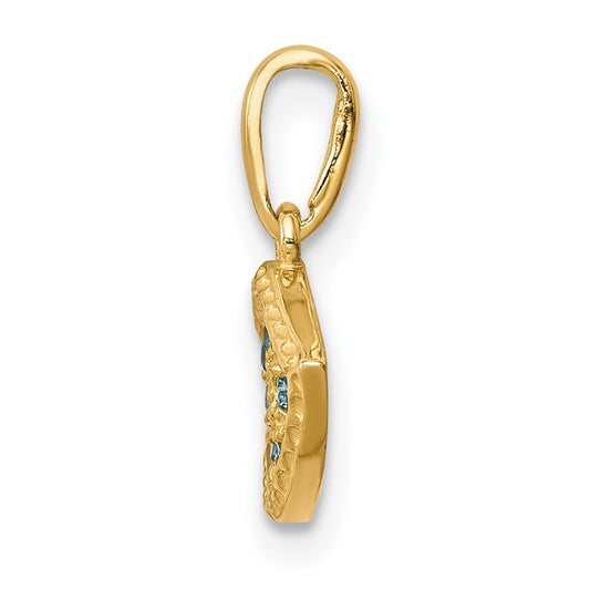 10K Blue CZ Eye Pendant