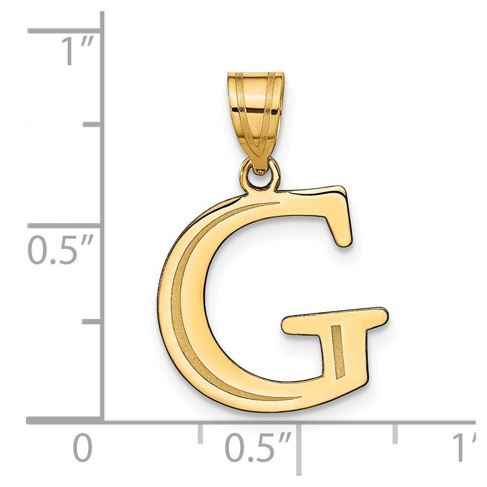 10k Large Polished Etched Letter G Initial Pendant