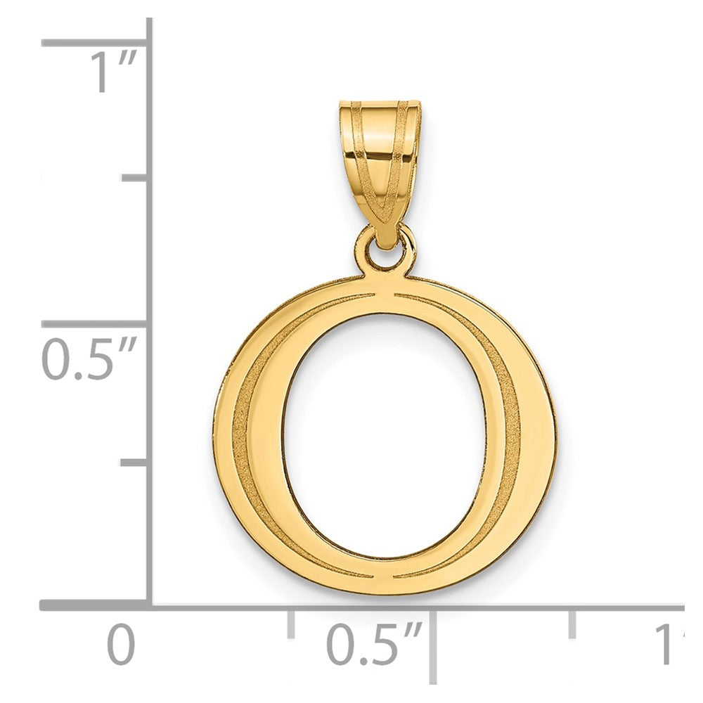 10k Large Polished Etched Letter O Initial Pendant