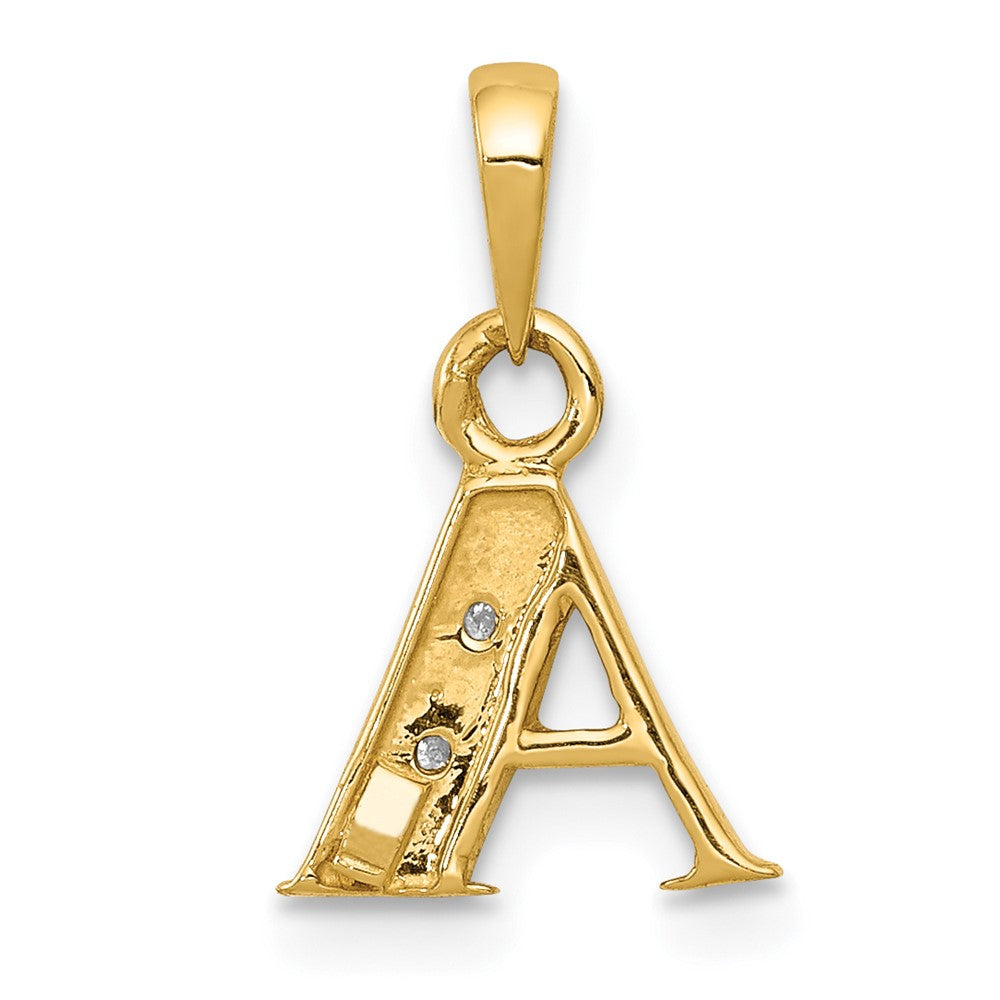 10K and White Rhodium Diamond Initial A Pendant
