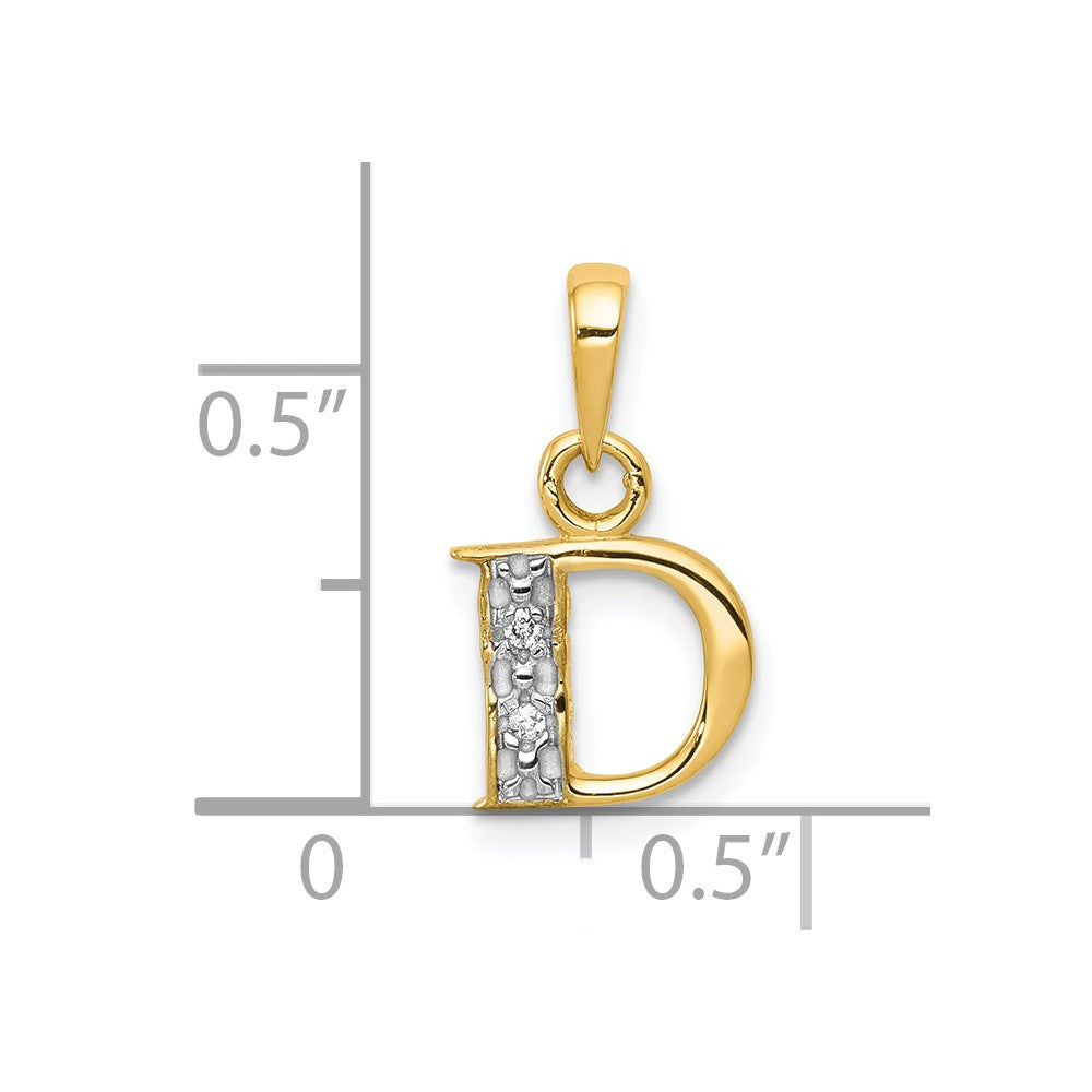 10K and Rhodium Diamond Initial D Pendant