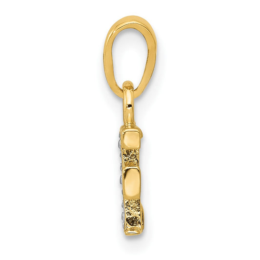10K and White Rhodium Diamond Initial F Charm