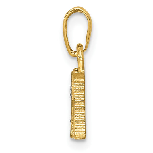 10K and White Rhodium Diamond Initial H Charm