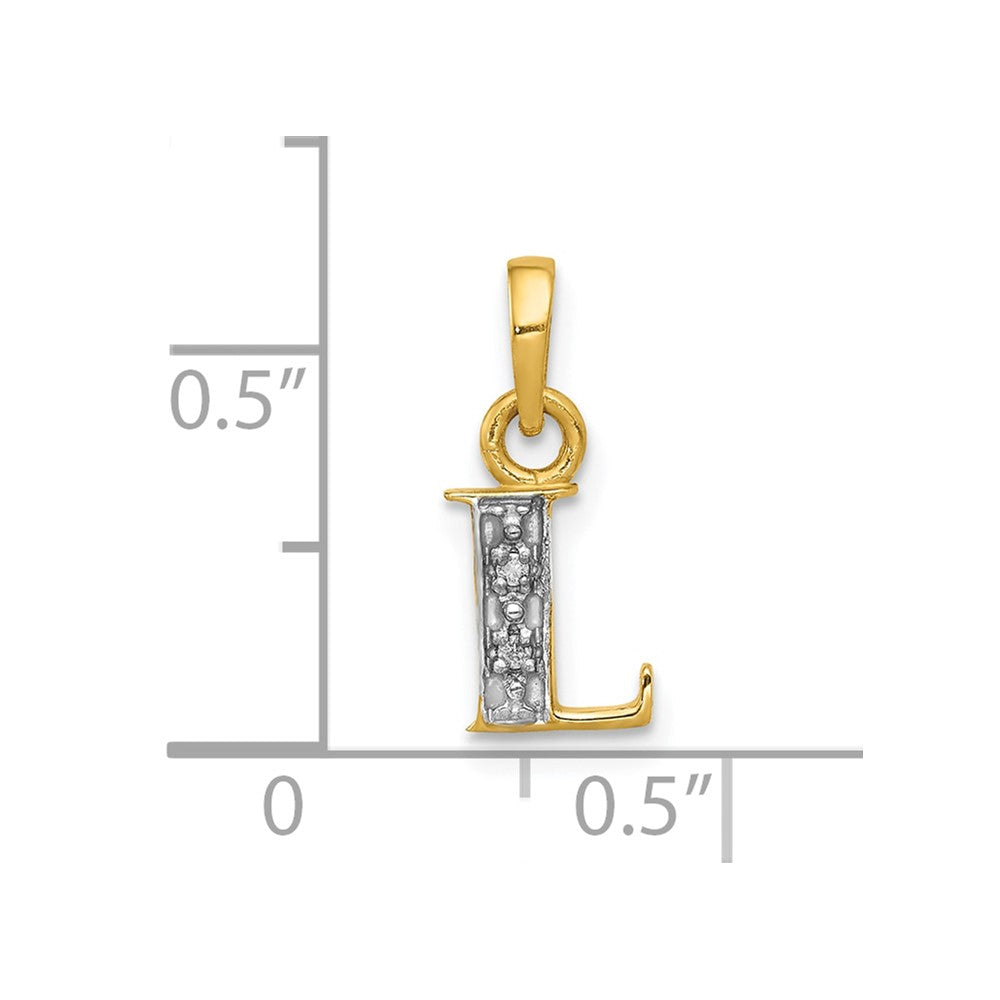 10K and White Rhodium Diamond Initial L Charm