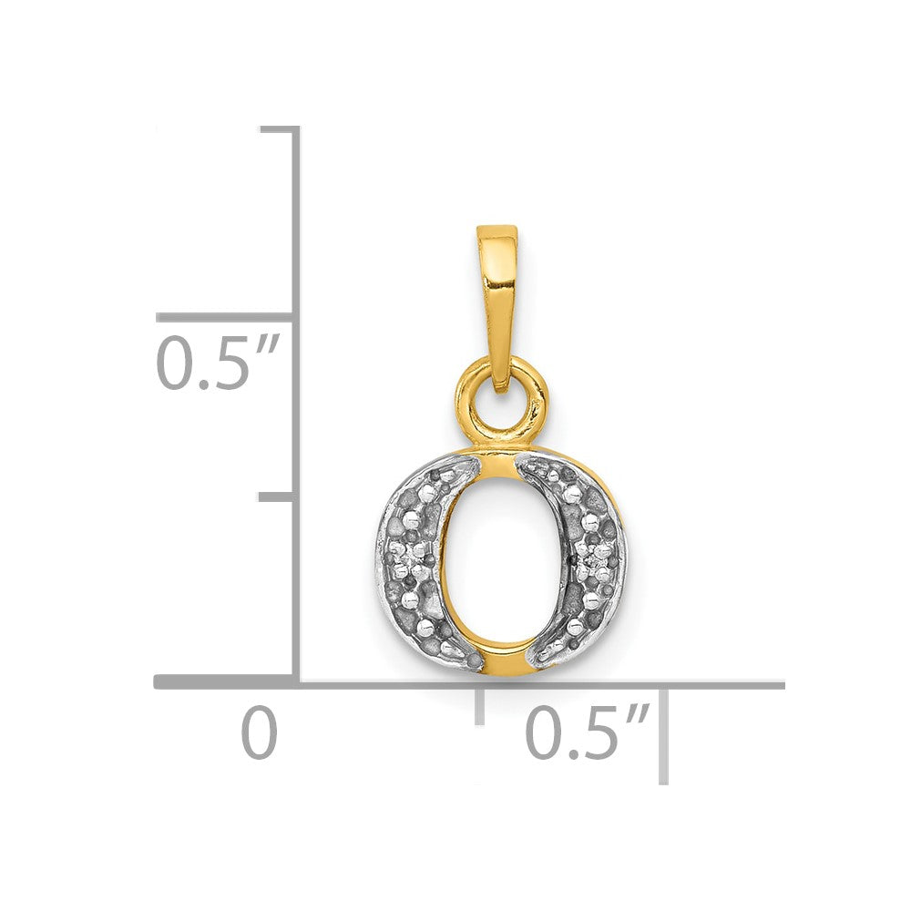 10K and White Rhodium Diamond Initial O Charm
