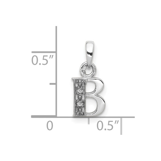 10k White Gold Diamond Initial B Pendant