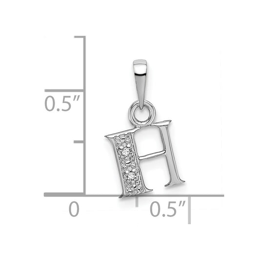 10k White Gold Diamond Initial H Charm