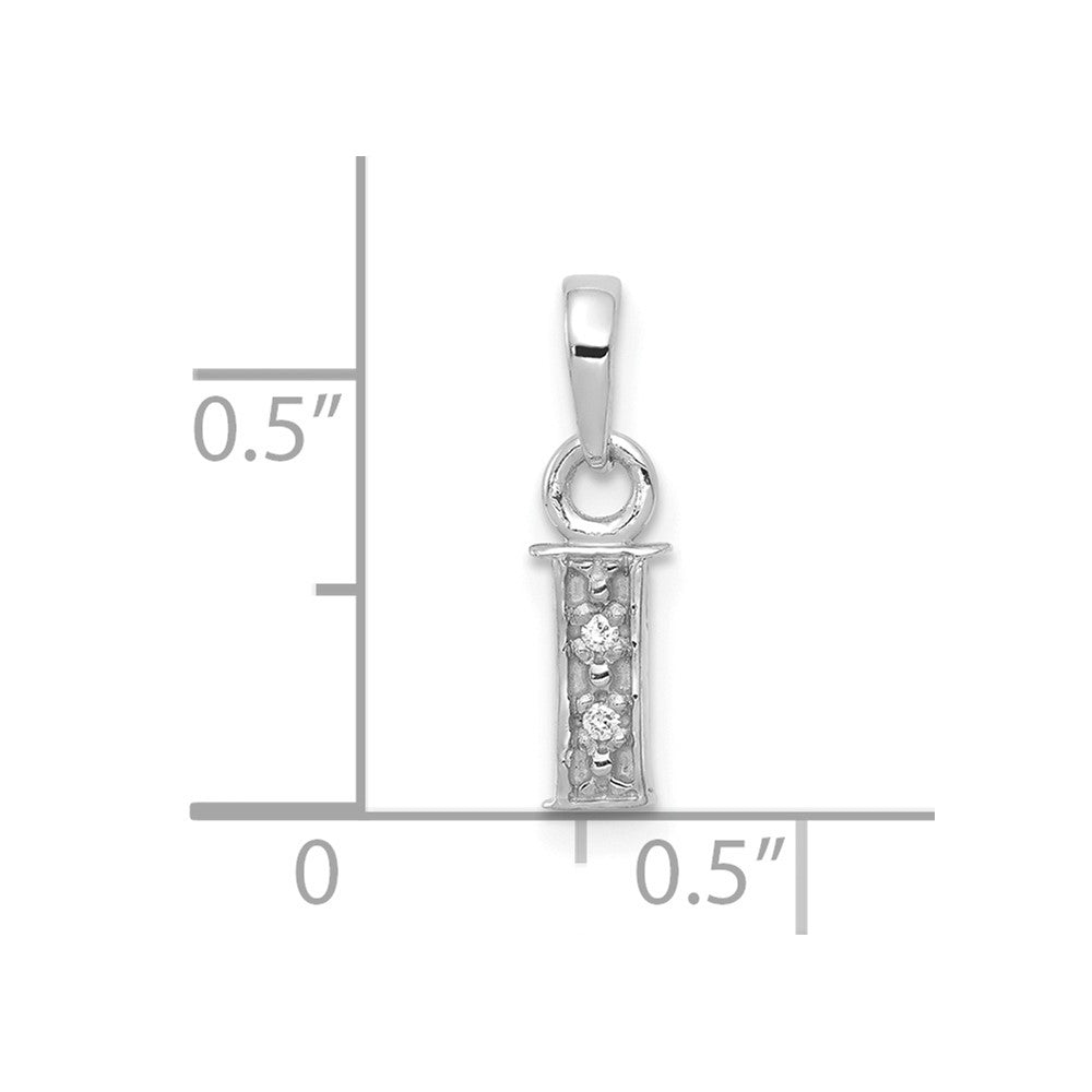 10k White Gold Diamond Initial I Charm