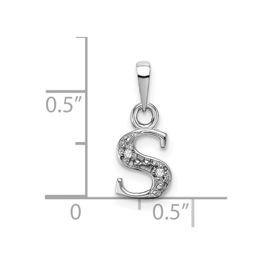 10k White Gold Diamond Initial S Charm