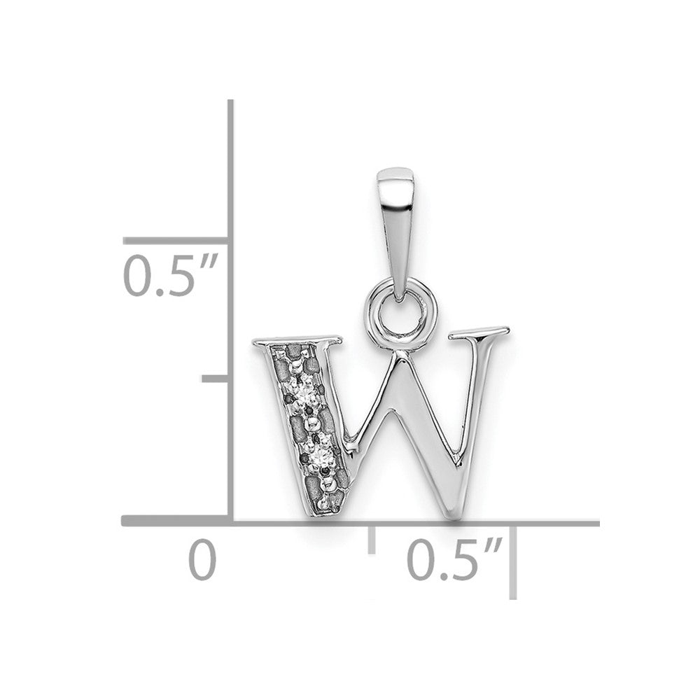 10k White Gold Diamond Initial W Charm