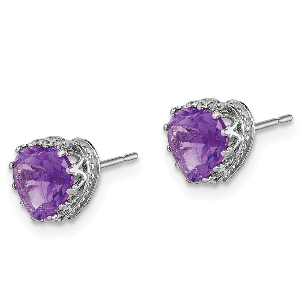 10k Tiara Collection White Gold Polished Amethyst 6mm Heart Earrings