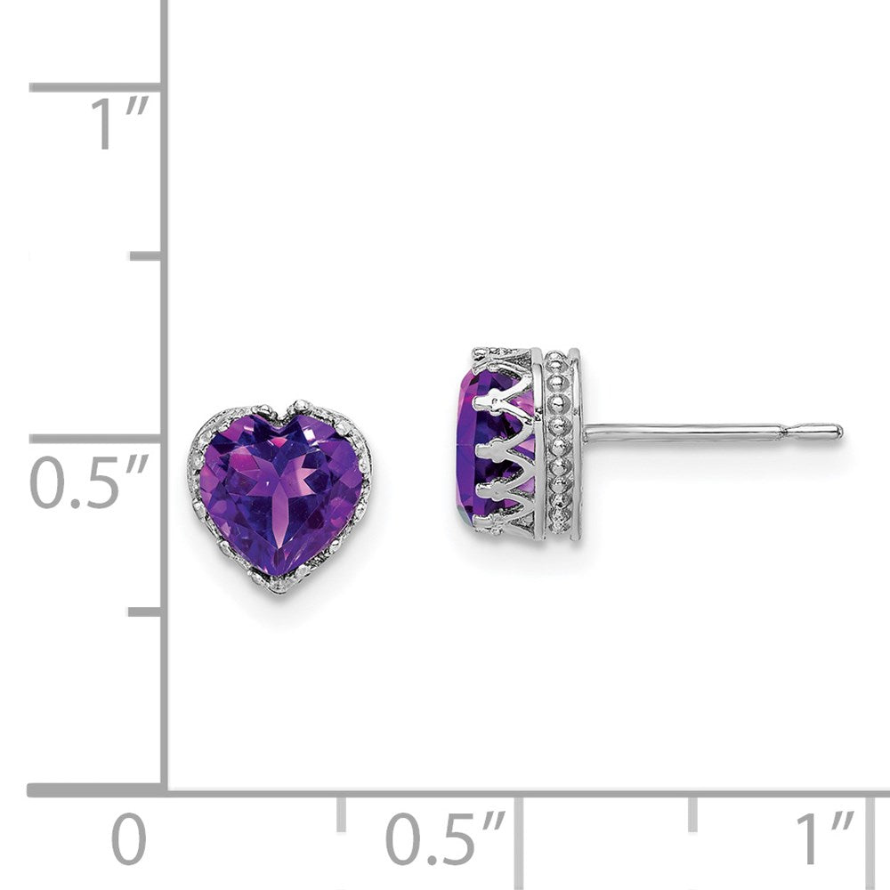 10k Tiara Collection White Gold Polished Amethyst 6mm Heart Earrings