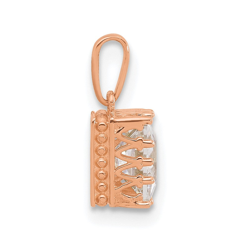 10k Tiara Collection Rose Gold Polished Square CZ Pendant