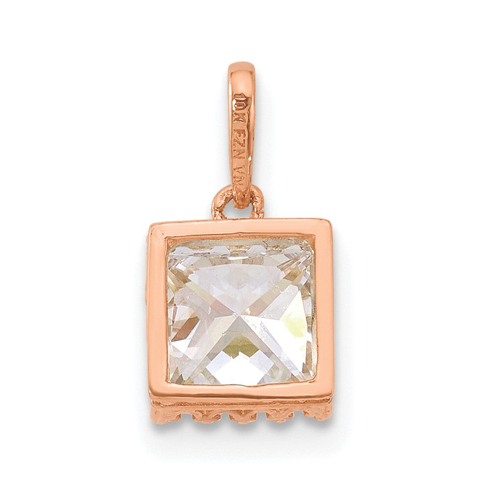10k Tiara Collection Rose Gold Polished Square CZ Pendant