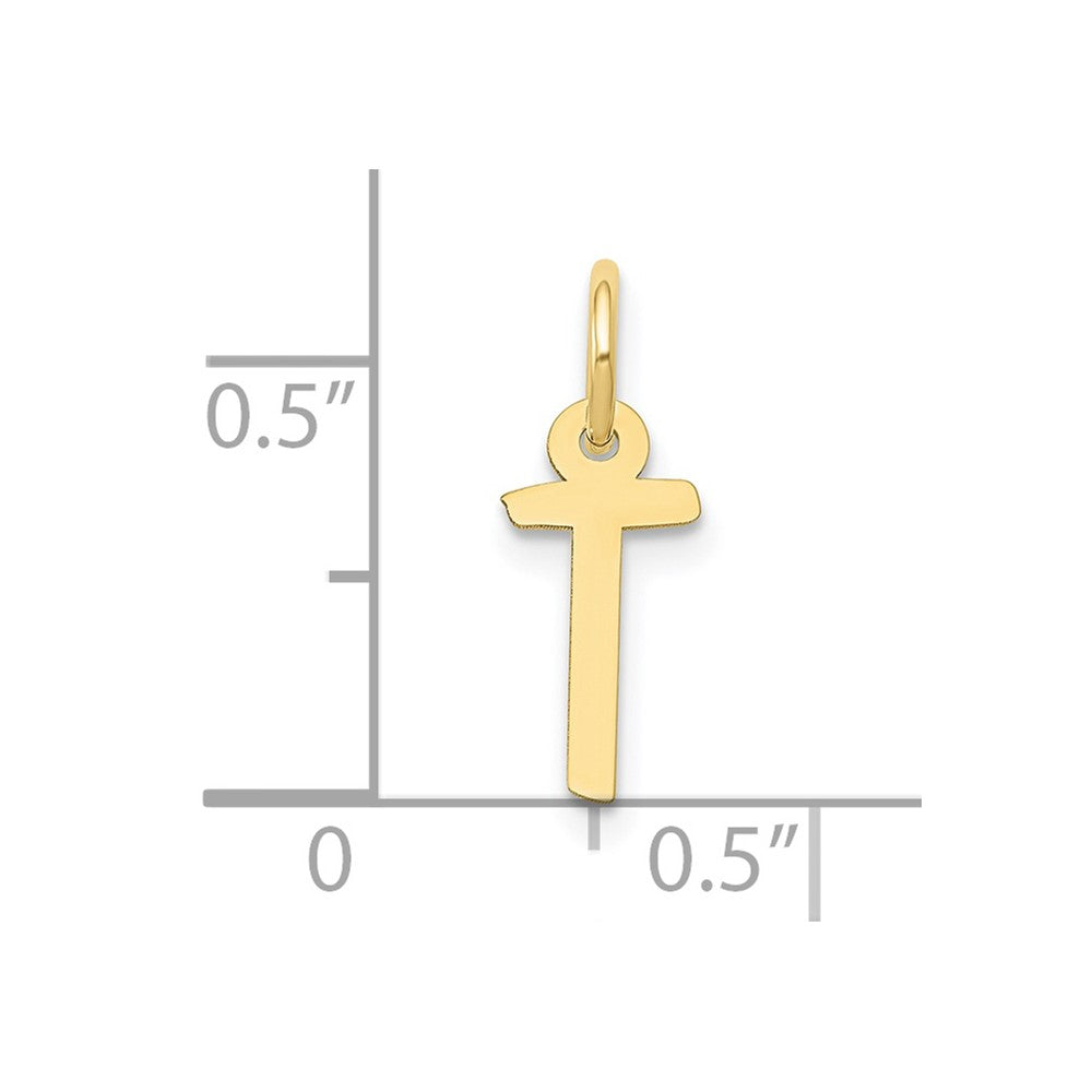 10k Small Slanted Block Initial T Charm