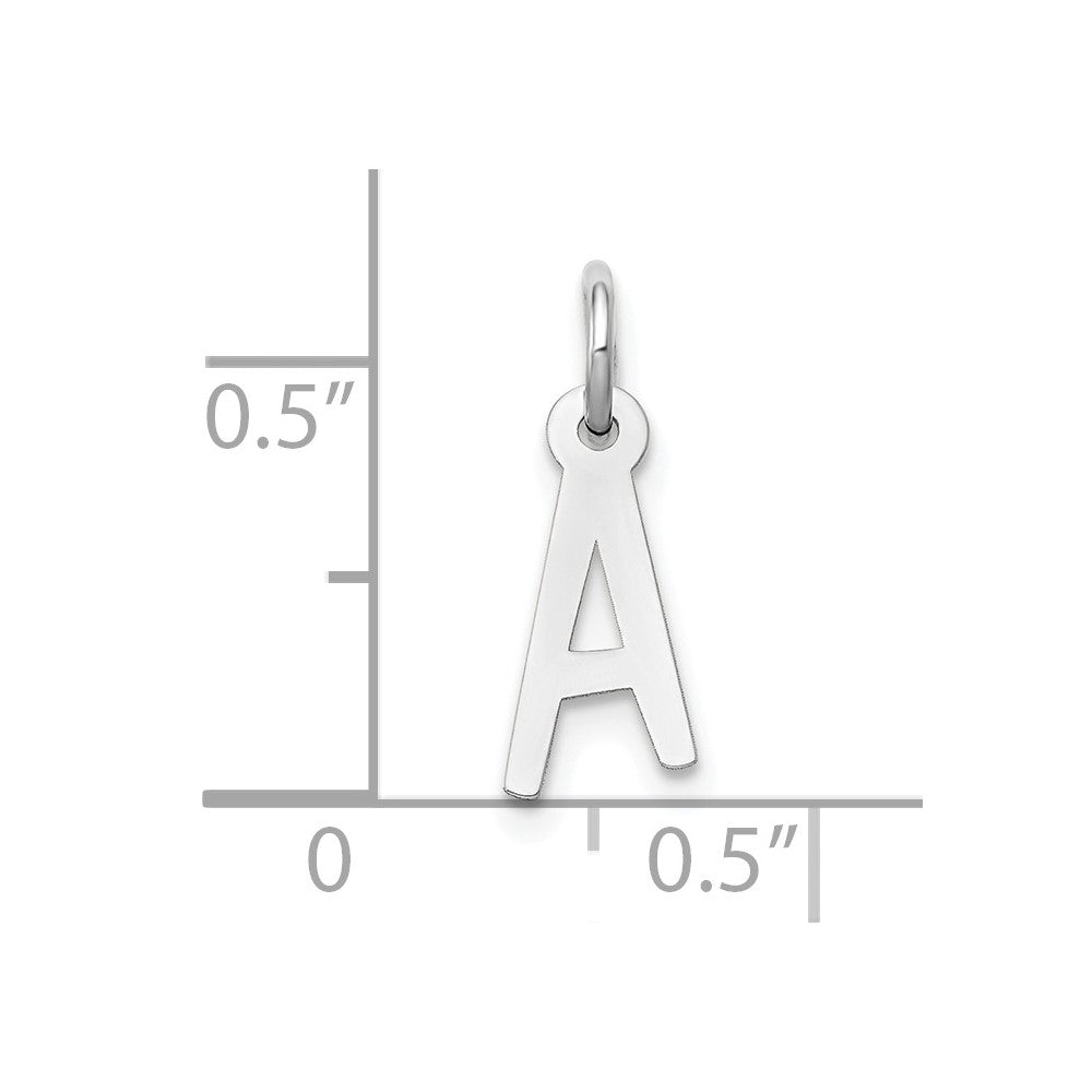 10k White Gold Small Slanted Block Initial A Charm