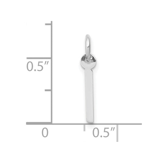 10k White Gold Small Slanted Block Initial I Charm