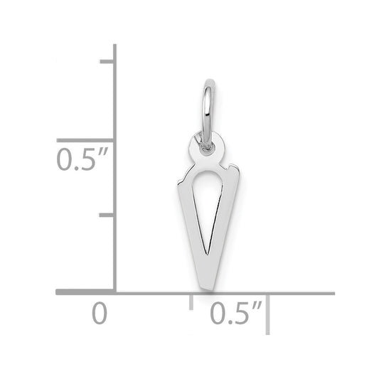 10k White Gold Small Slanted Block Initial V Charm