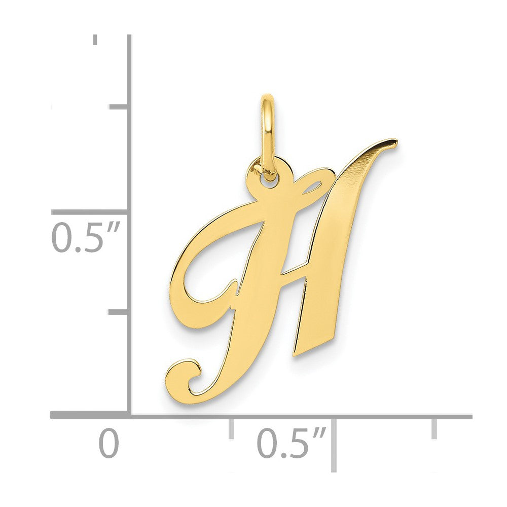 10K Small Fancy Script Initial H Charm