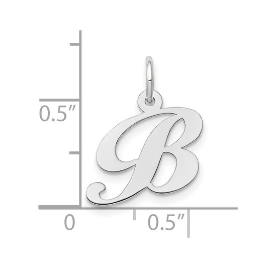 10k White Gold Medium Fancy Script Initial B Charm