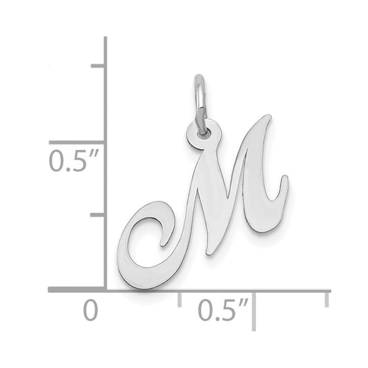 10k White Gold Medium Fancy Script Initial M Charm