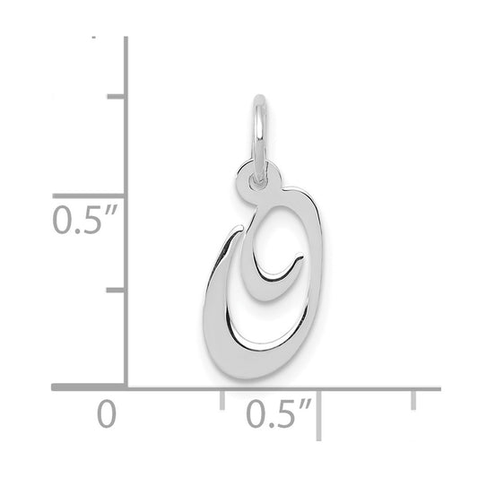 10k White Gold Medium Fancy Script Initial O Charm