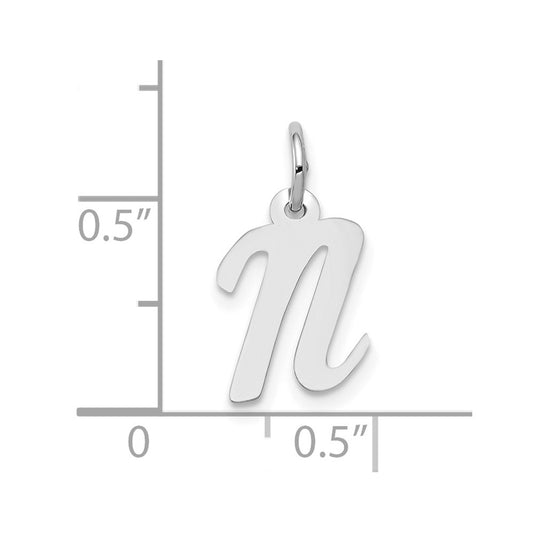 10k White Gold Small Script Initial N Charm