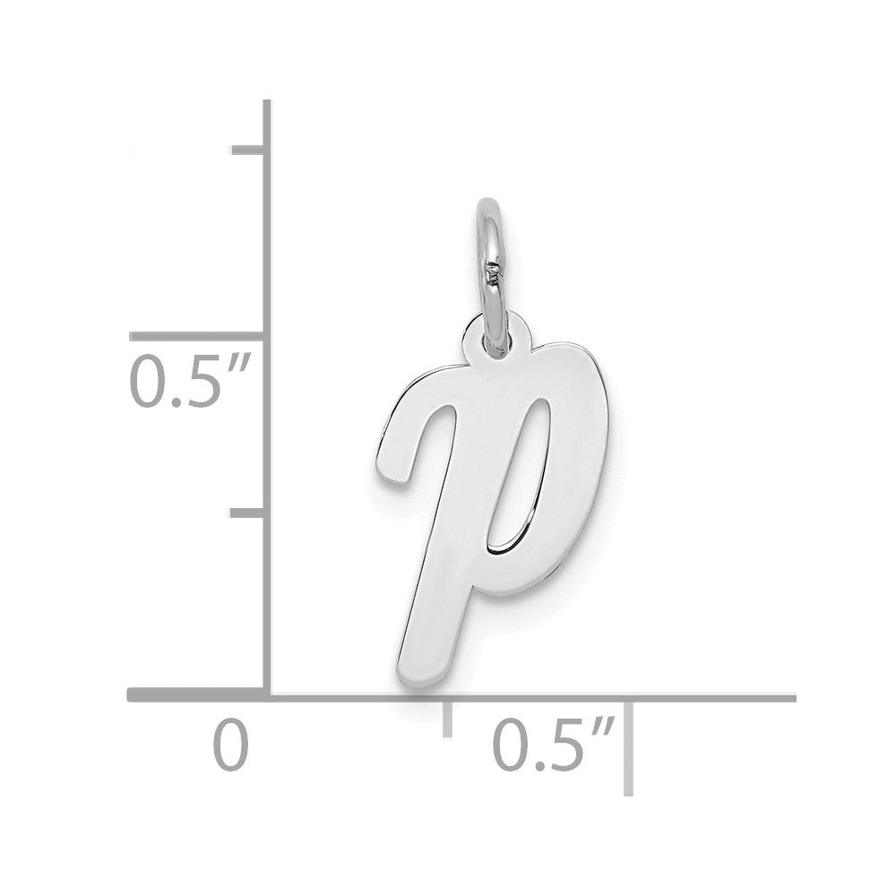10k White Gold Small Script Initial P Charm