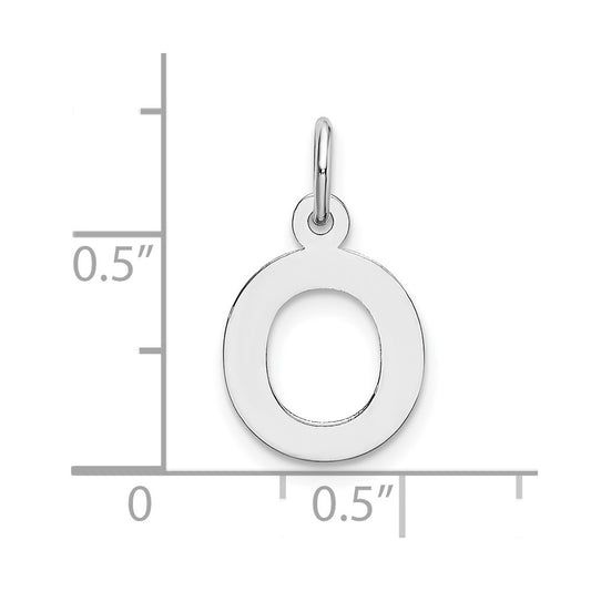 10k White Gold Small Block Initial O Charm