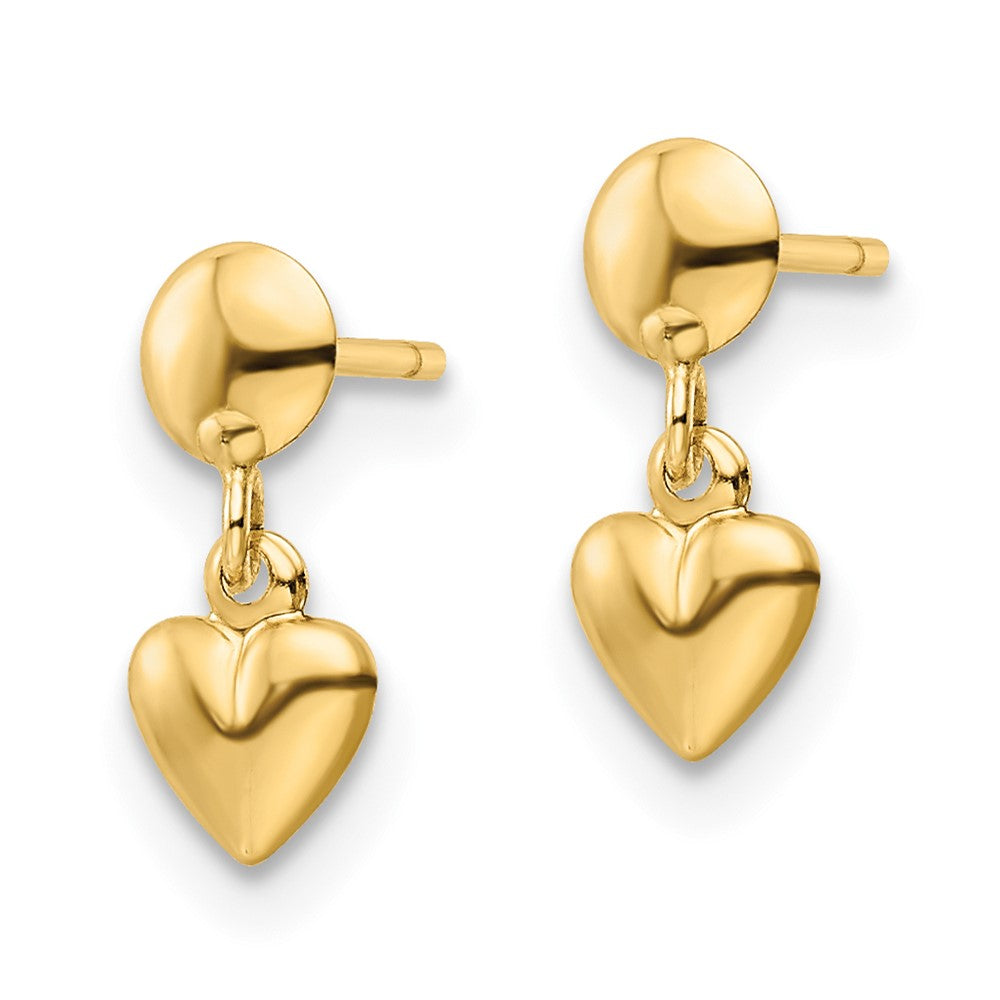 10k Polished Heart Post Dangle Earrings