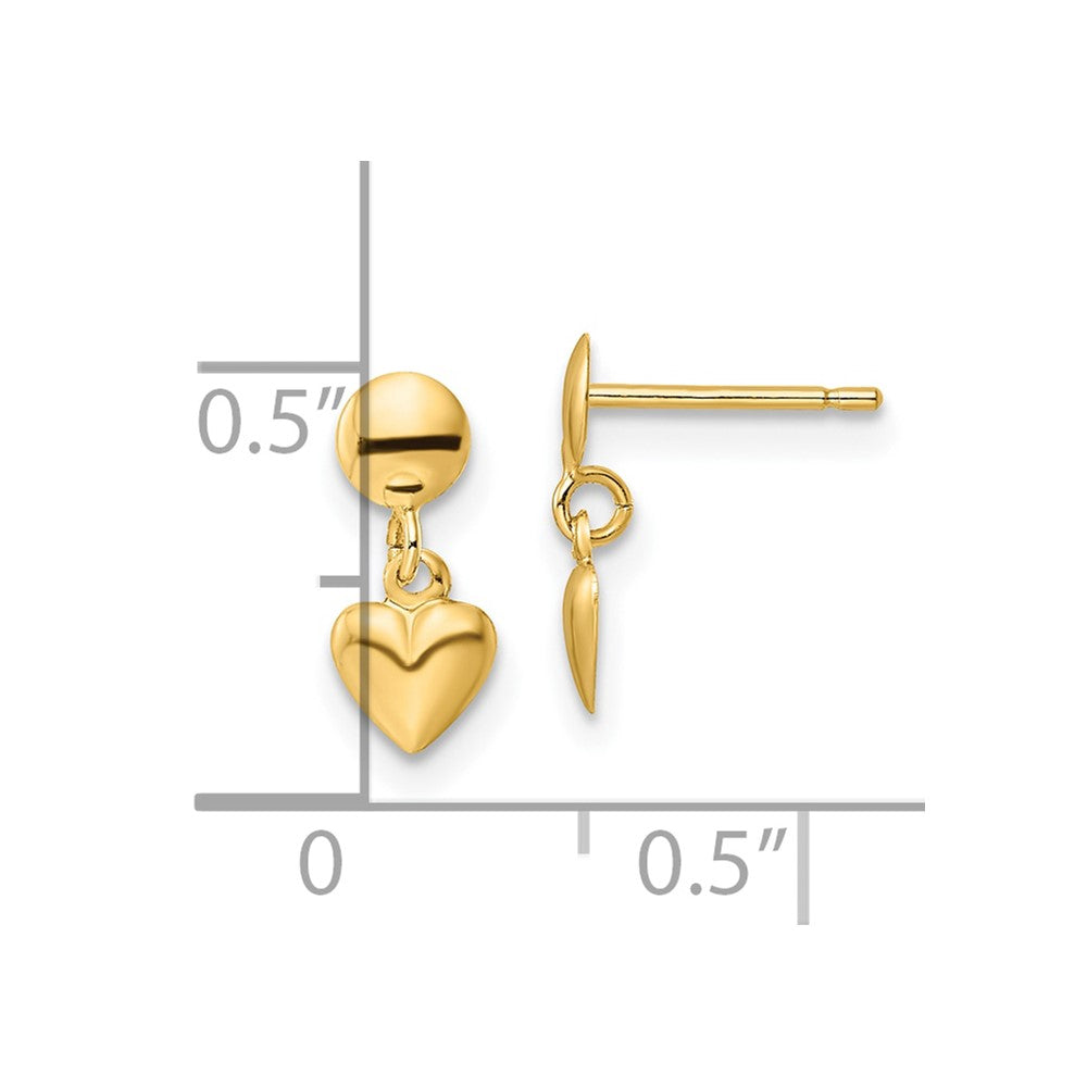 10k Polished Heart Post Dangle Earrings