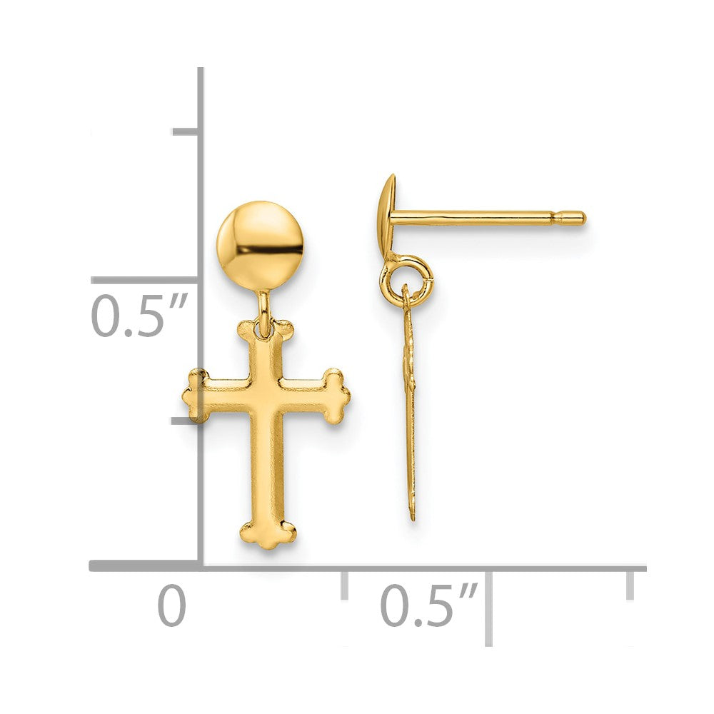 10k Polished Cross Post Dangle Earrings
