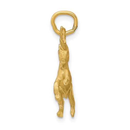 10k Satin Diamond-cut Dancing Unicorn Charm