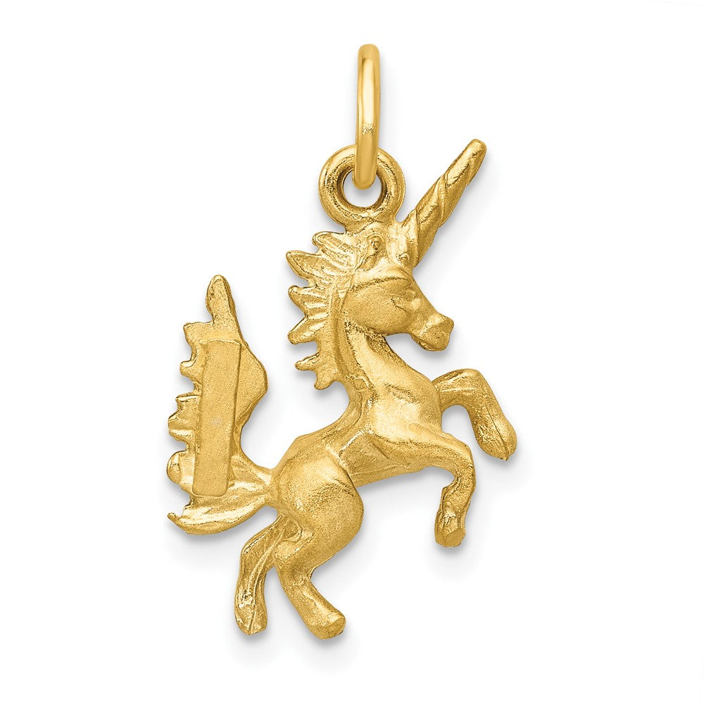 10k Satin Diamond-cut Dancing Unicorn Charm