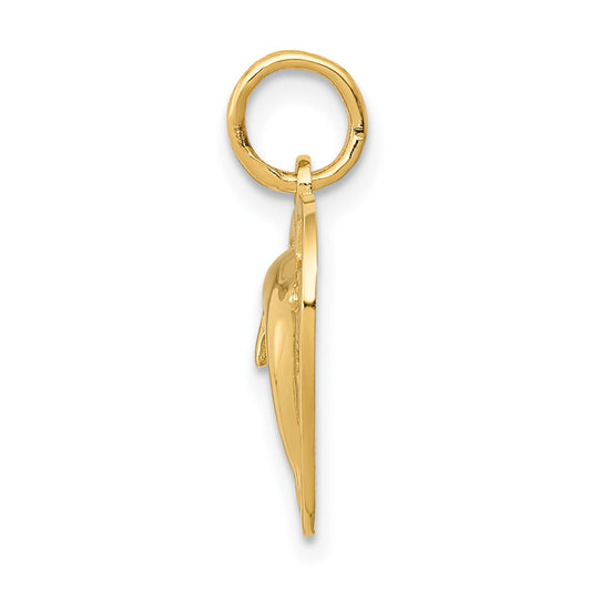 10k Dolphin in Heart Charm