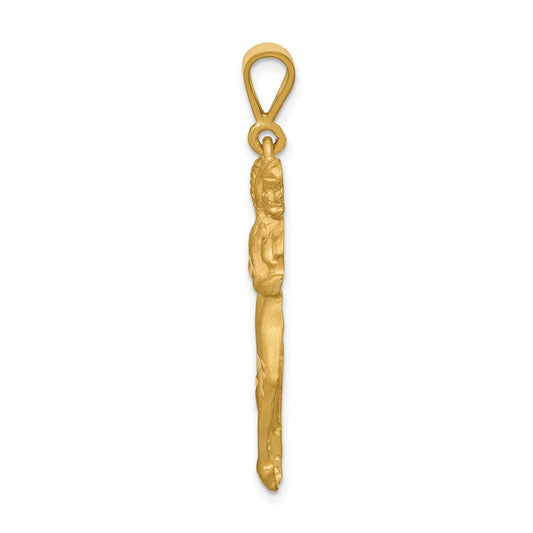 10k Large Satin Diamond-cut Gemini Zodiac Charm