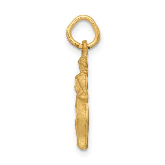 10k Small Satin Diamond-cut Gemini Zodiac Charm