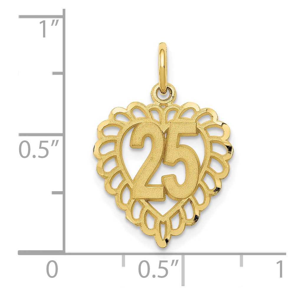 10k 25 in a Heart Charm