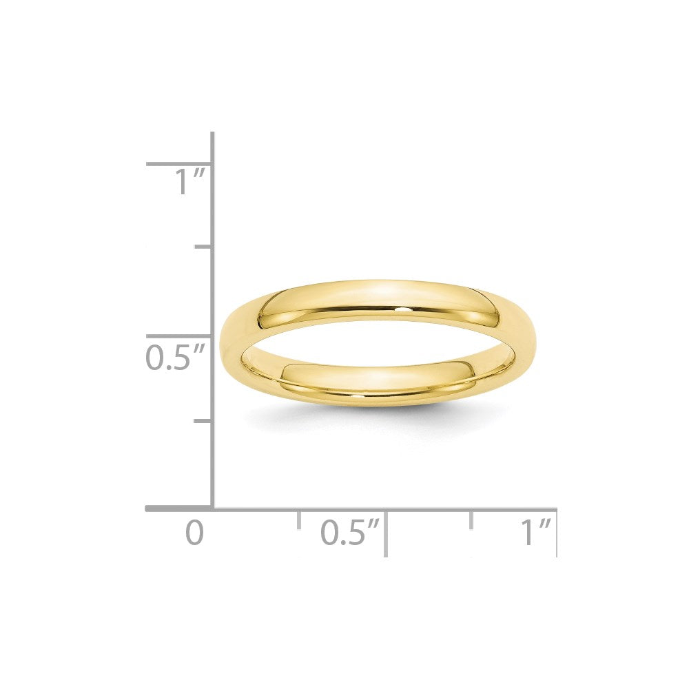 10k Yellow Gold 3mm Standard Weight Comfort Fit Wedding Band Size 6.5
