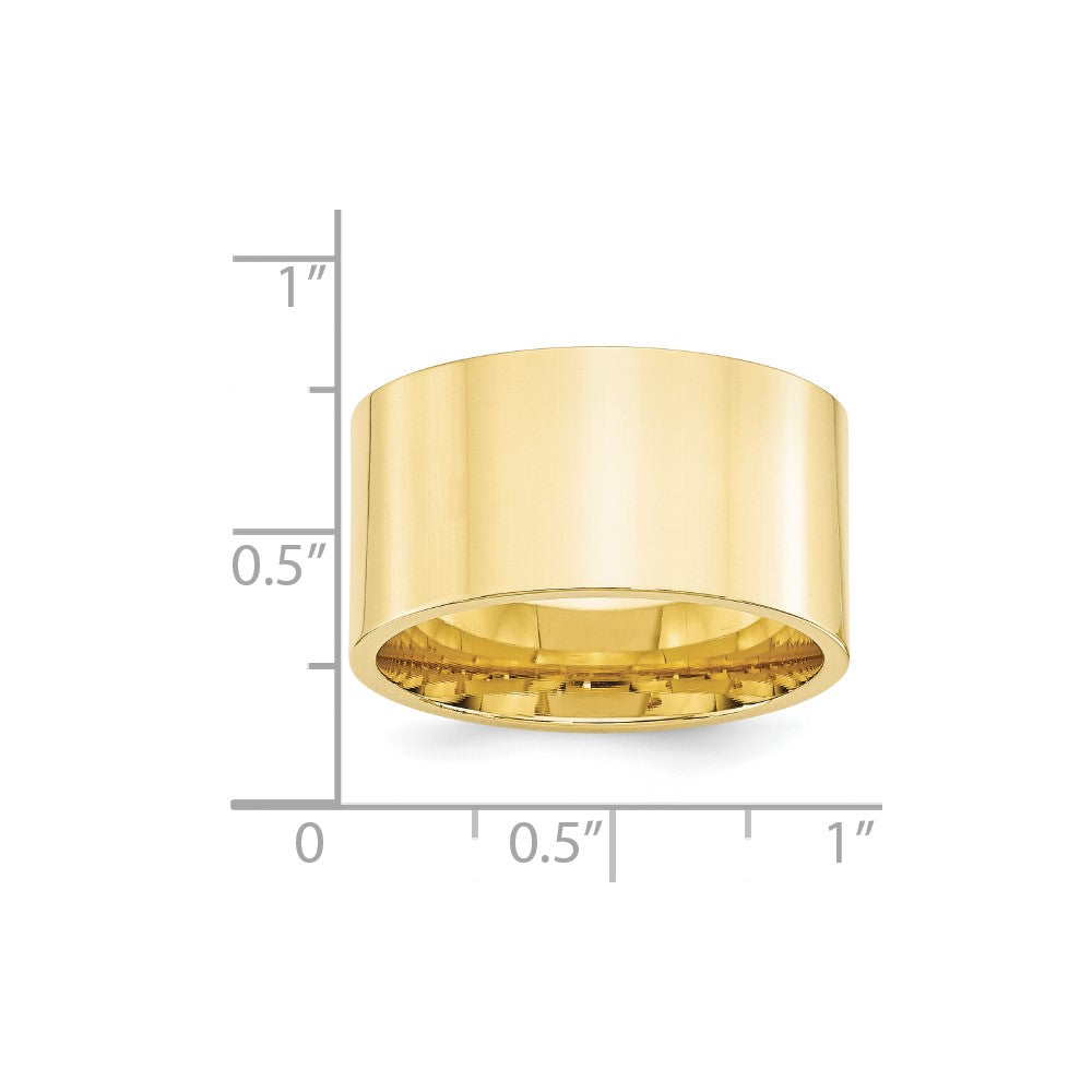 10k Yellow Gold 12mm Standard Weight Flat Comfort Fit Wedding Band Size 7