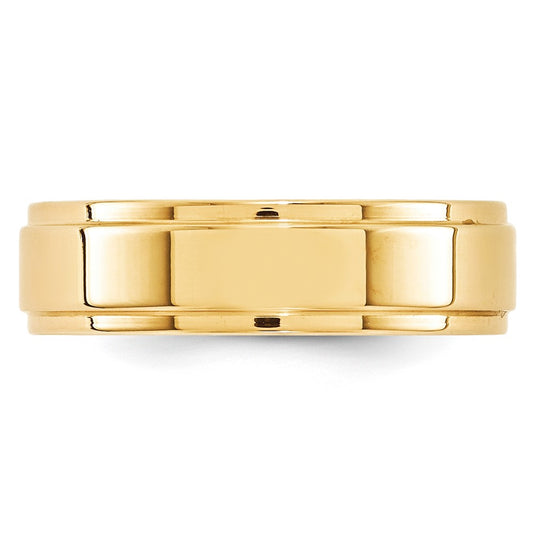 10k Yellow Gold 6mm Flat with Step Edge Wedding Band Size 6