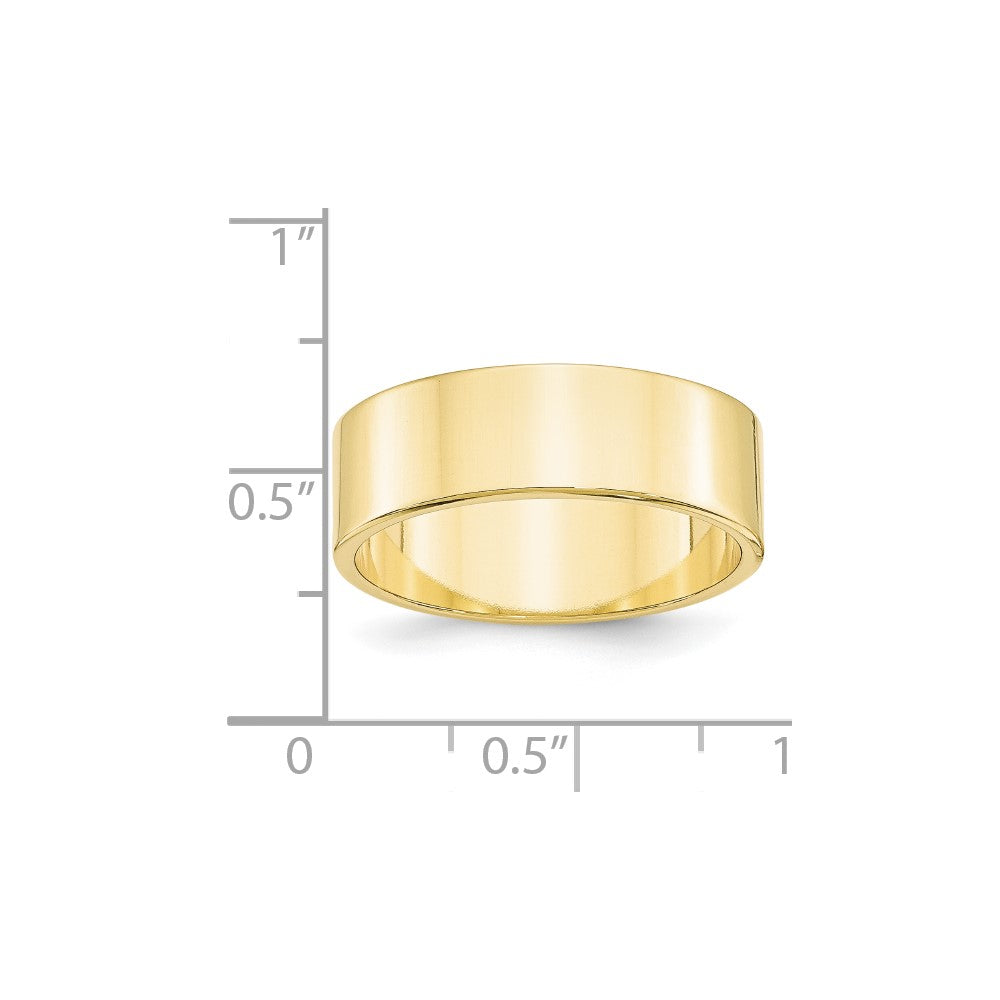 10k Yellow Gold 7mm Lightweight Flat Wedding Band Size 10.5