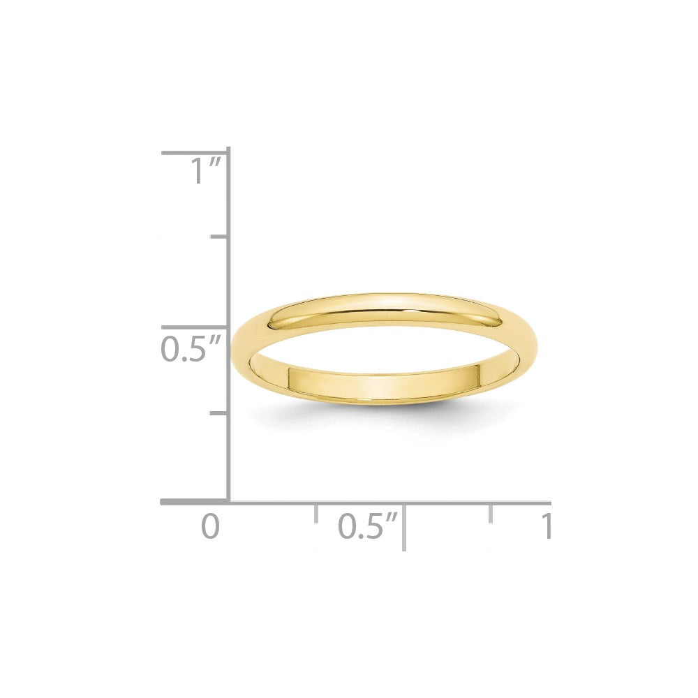 10k Yellow Gold 2.5mm Half Round Wedding Band Size 9