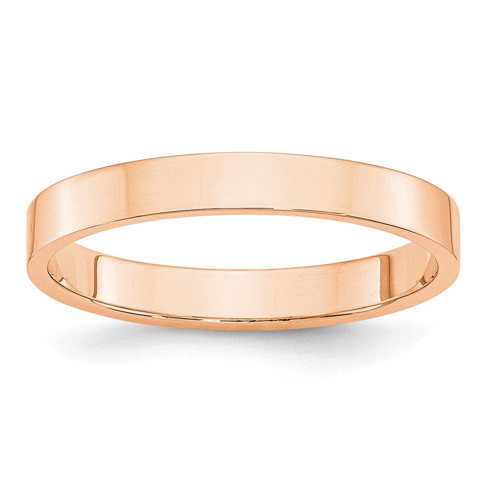 10k Rose Gold 3mm Lightweight Flat Wedding Band Size 4.5