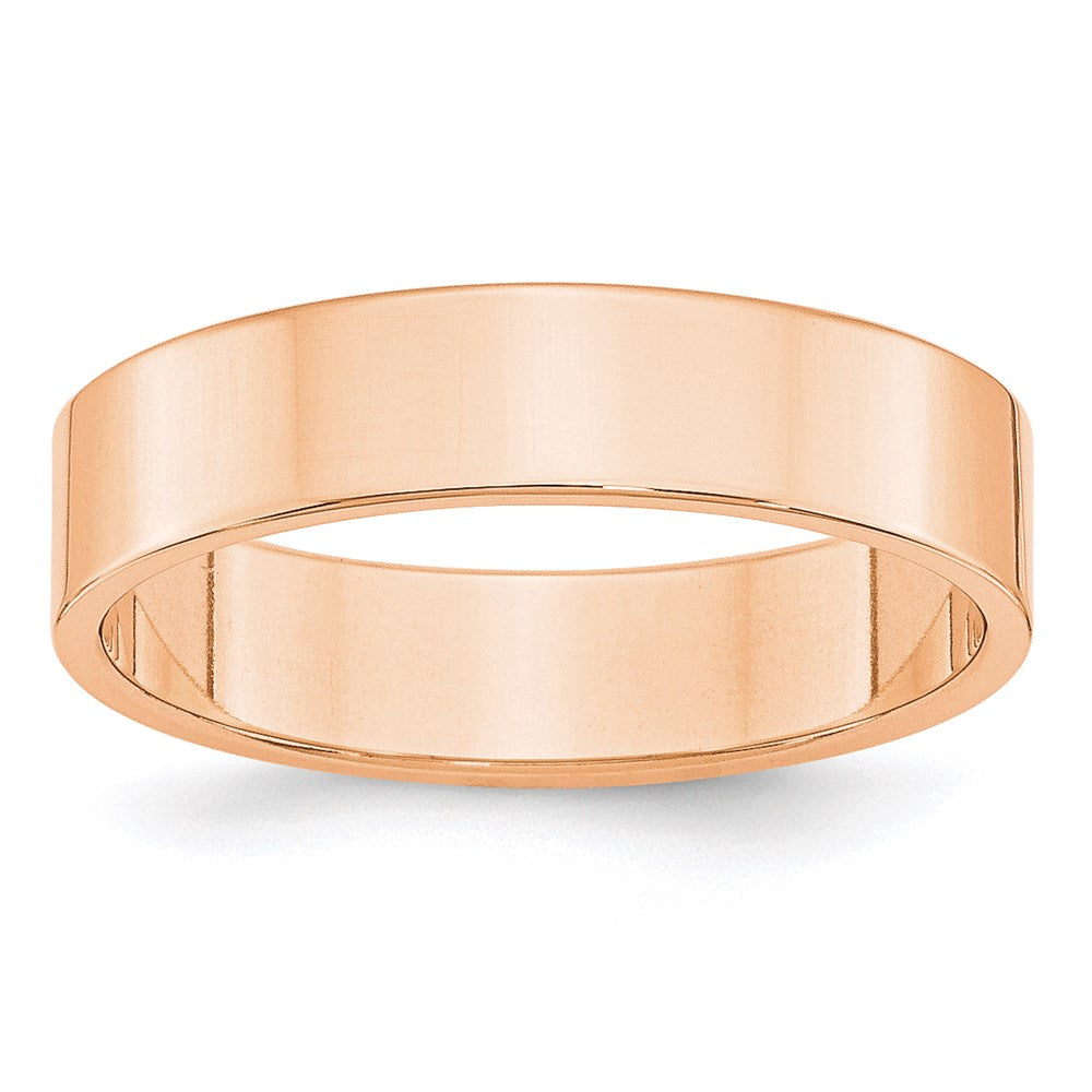 10k Rose Gold 5mm Lightweight Flat Wedding Band Size 13