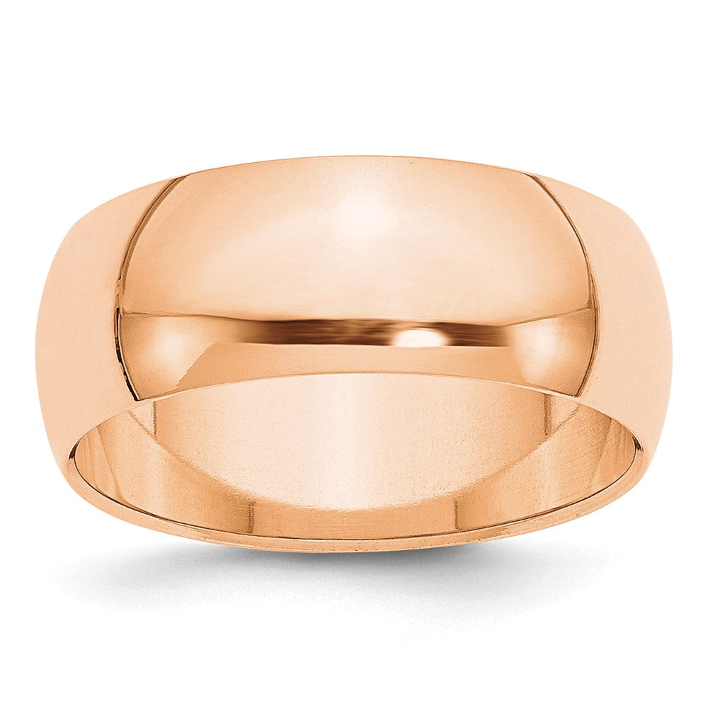 10k Rose Gold 8mm Half Round Wedding Band Size 9