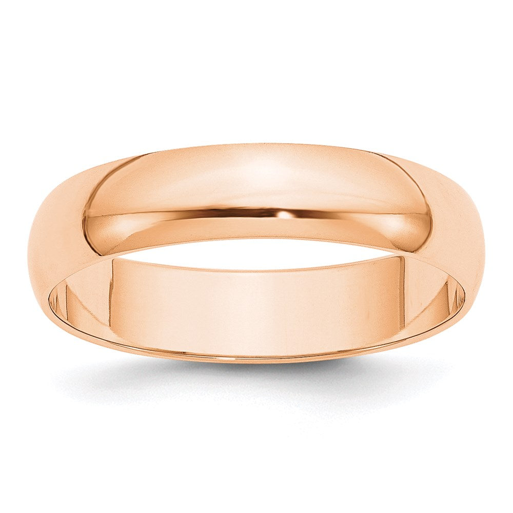 10k Rose Gold 5mm Lightweight Half Round Wedding Band Size 10.5
