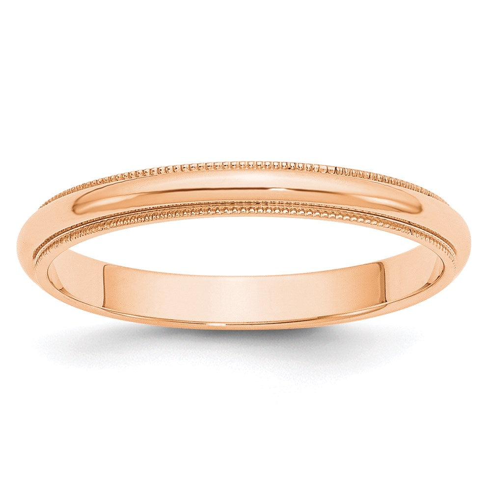 10k Rose Gold 3mm Milgrain Half Round Wedding Band Size 12